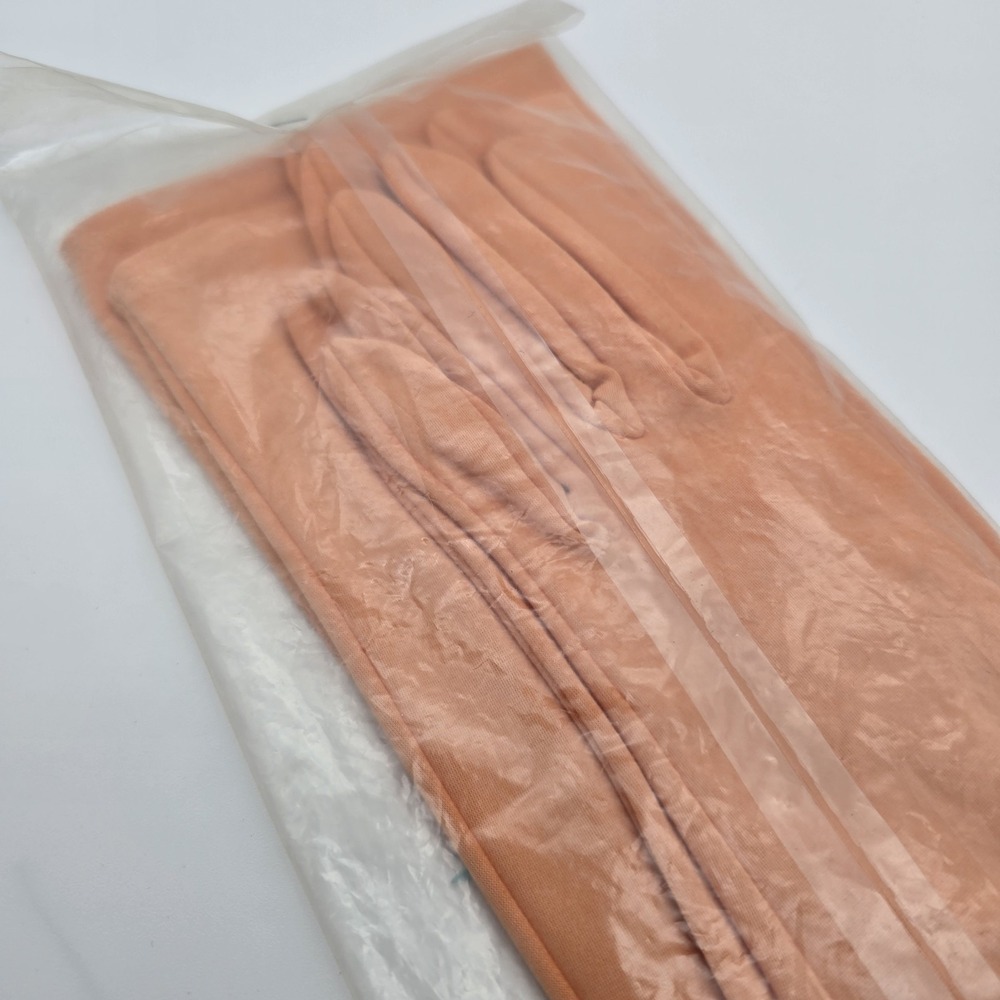 Vintage Van Raalte Peach Coral Long Evening Gloves Retro Deadstock Sealed - Picture 4 of 4